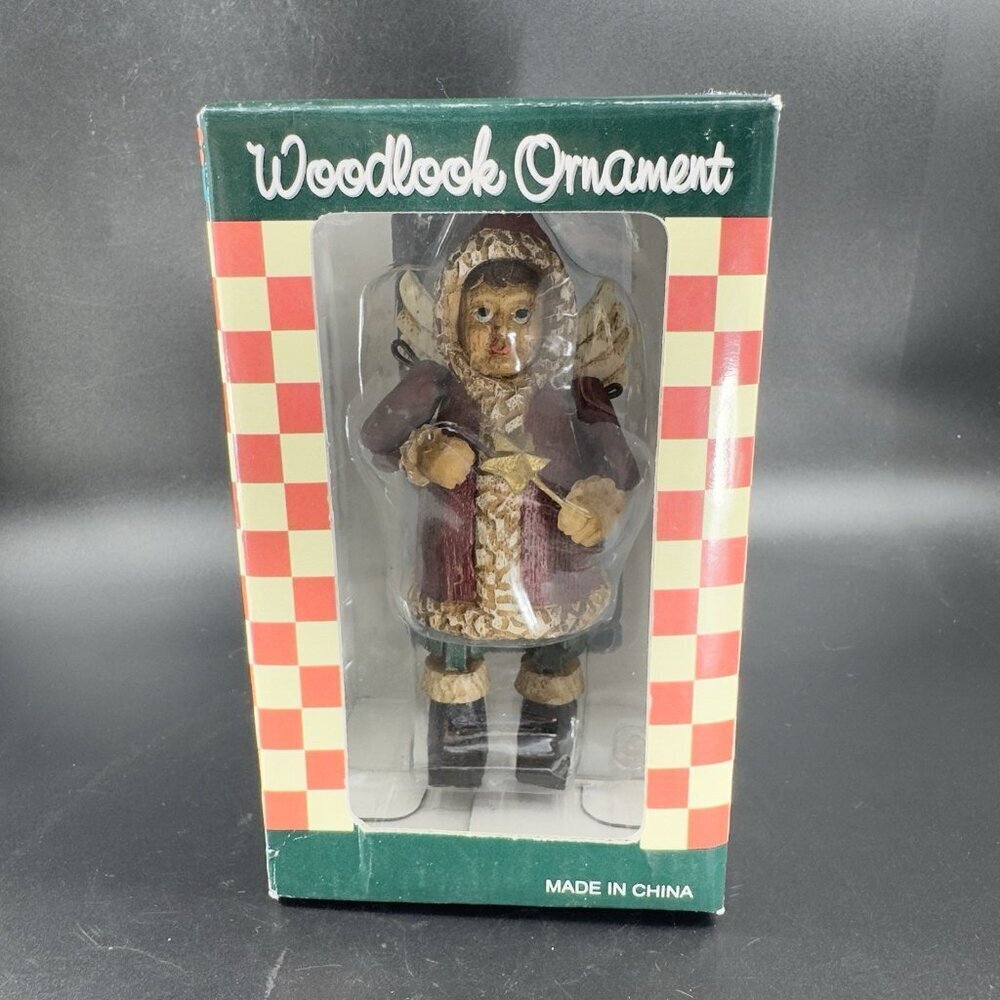 SWC Woodlook Christmas Angel Ornament Figurine Resin Figure New In Box Vintage - Picture 7 of 7